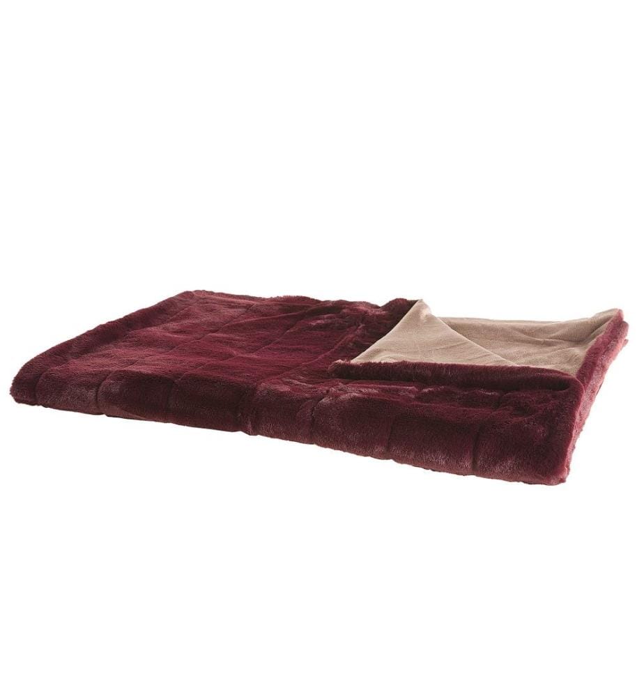 Plaid Couvre Lit Doublé 150 x 200 cm en Tissu Rouge Foncé Ultra Doux au Toucher Idéal pour Habiller un Canapé ou Comme Couverture