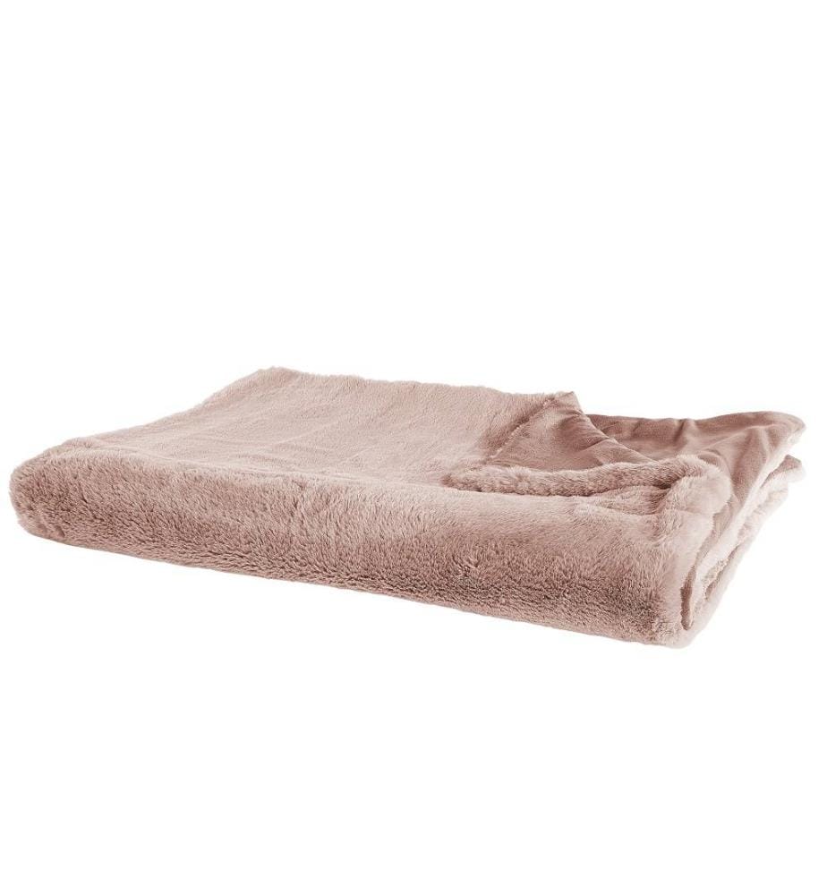 Plaid Couvre Lit Polaire Doublé 150 x 200 cm en Tissu Rose Clair Ultra Doux au Toucher Idéal pour Habiller un Canapé ou Comme Couverture