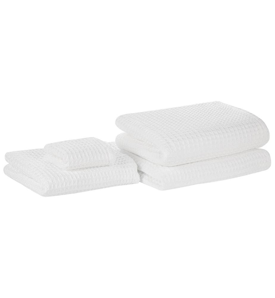Ensemble Linge de Bain 4 Pièces Serviette d'Invité Essuie-main et Draps de Bain en Coton Blanc à Séchage Rapide Moelleux et Absobant