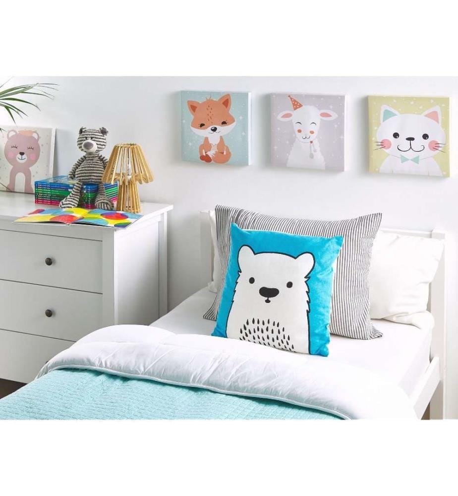 Dekokissen 2er Set Blau Baumwolle Tiermotiv Bärmotiv 45 x 45 cm Wohnzimmer Kinderzimmer