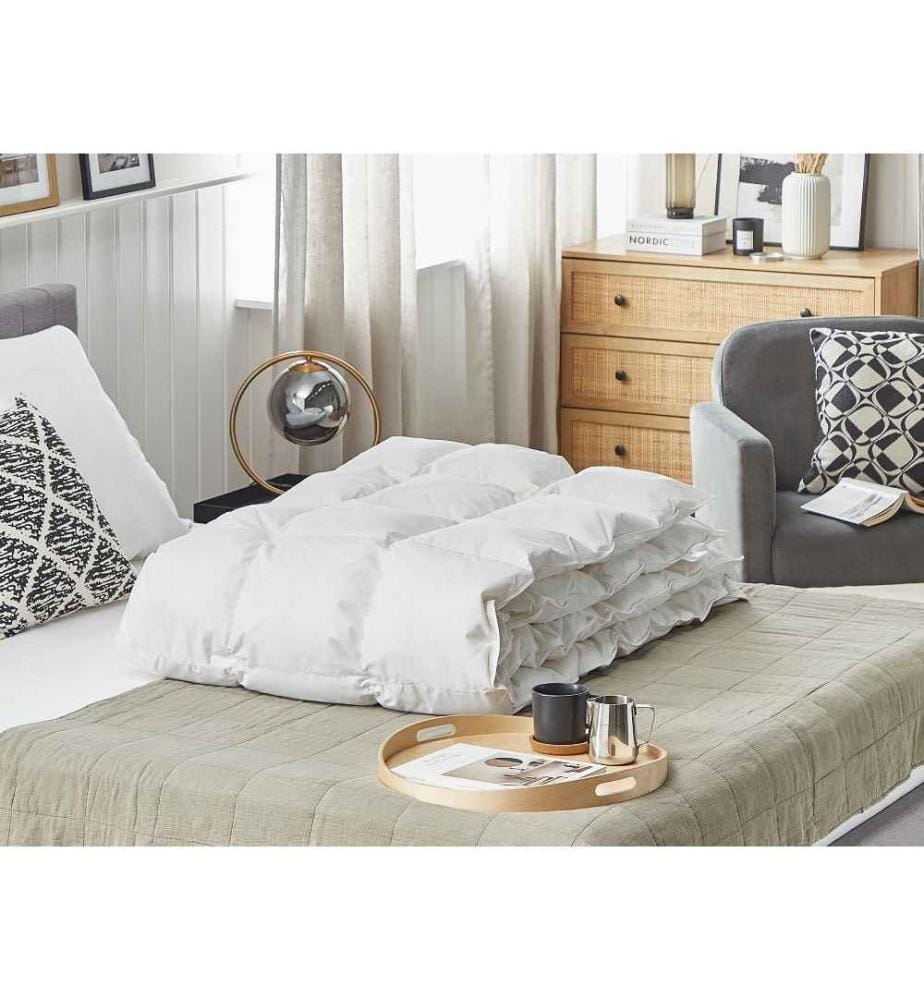 Bettdecke Weiss Japara Baumwolle Entendaunen 155 x 220 cm Extra Warm geräuscharm luftdurchlässig leicht Winter Schlafzimmer