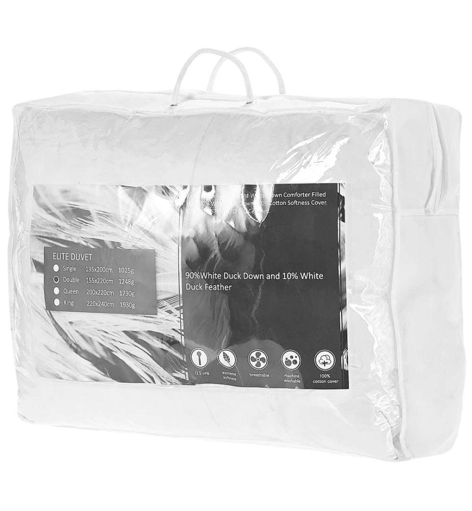 Bettdecke Weiss Japara Baumwolle Entendaunen 155 x 220 cm Extra Warm geräuscharm luftdurchlässig leicht Winter Schlafzimmer