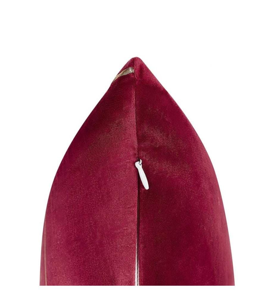 2 Coussins Déco en Velours Rouge Motif Géométrique Doré Déhoussables Idéals pour Salon ou Chambre Moderne et Glamour