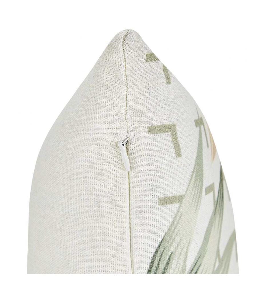 Set de 2 Coussins Style Boho à Motif Feuillage 45 x 45 cm Vert et Beige en Polyester et Coton/Lin Rhapis