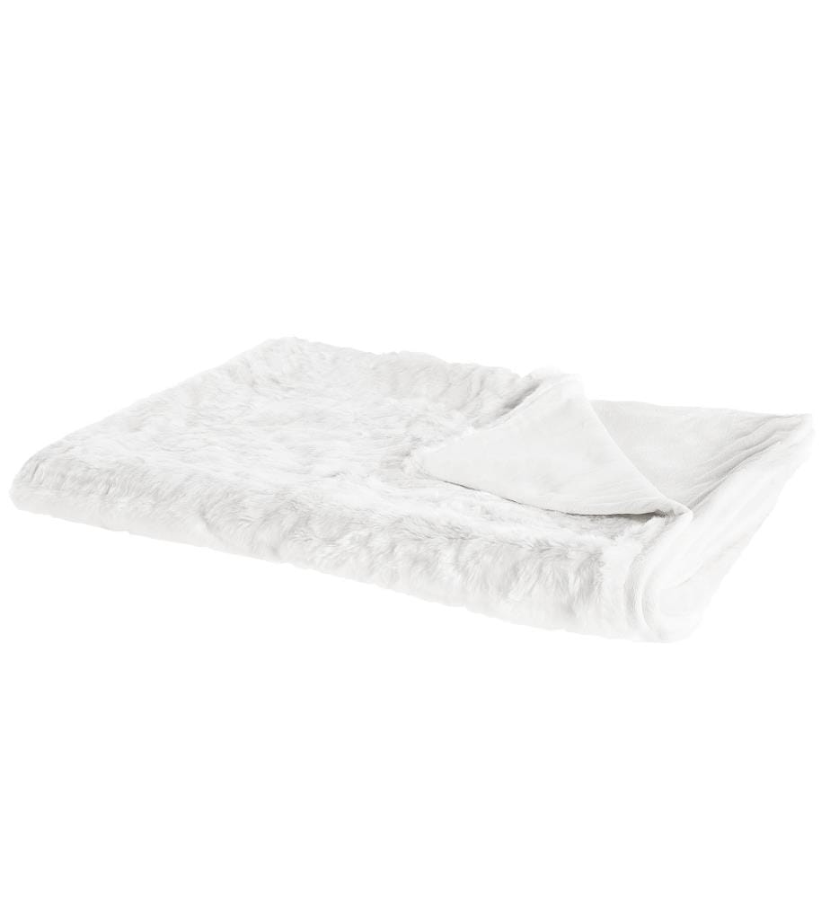Plaid Couvre Lit Doublé 180 x 220 cm en Tissu Blanc Cassé Ultra Doux au Toucher et Chaud Idéal pour Habiller un Canapé ou Comme Couverture
