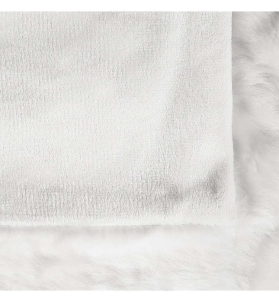 Plaid Couvre Lit Doublé 180 x 220 cm en Tissu Blanc Cassé Ultra Doux au Toucher et Chaud Idéal pour Habiller un Canapé ou Comme Couverture
