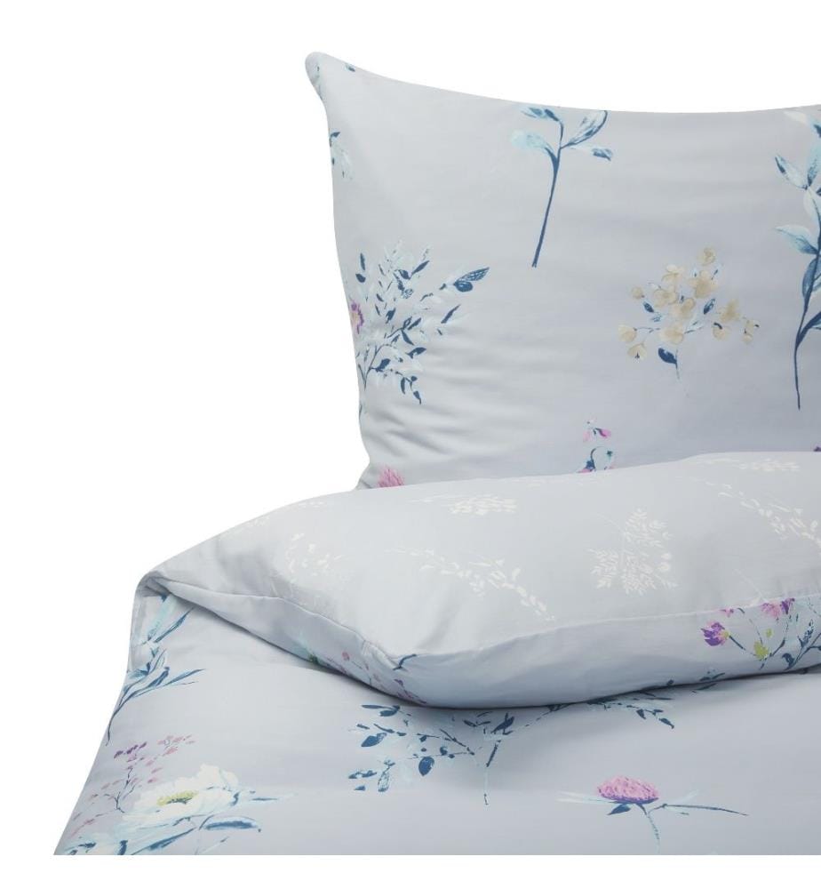 Ensemble de Literie à Motif Floral 200 x 220 cm en Coton Bleu Clair Pour Chambre Classique et Moderne