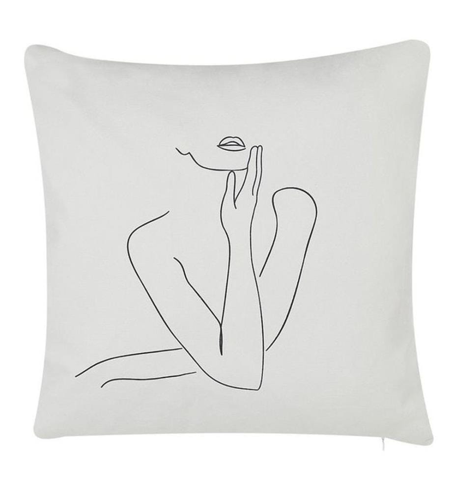 Coussins Décoratifs Blanc en Velours 45 x 45 cm avec Motif de Femme Corps Artistique Housse Amovible Lot de 2