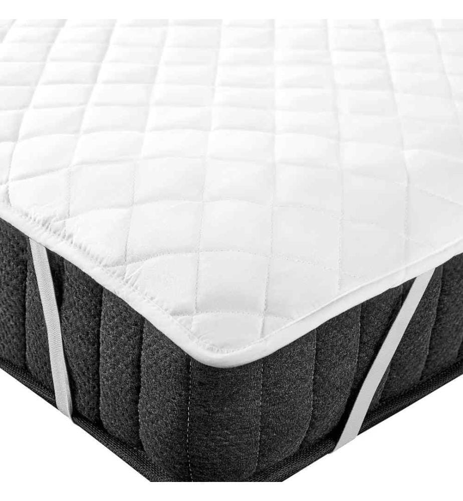 Matratzentopper Weiss Japara Baumwolle und Mikrofaser 90 x 200 cm mit Gummizug an den Ecken Versteppt Matratzenschutz Auflage für Einzelbett