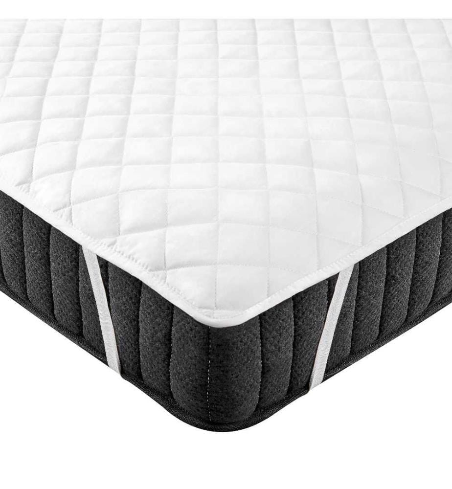 Matratzentopper Weiss Japara Baumwolle und Mikrofaser 90 x 200 cm mit Gummizug an den Ecken Versteppt Matratzenschutz Auflage für Einzelbett