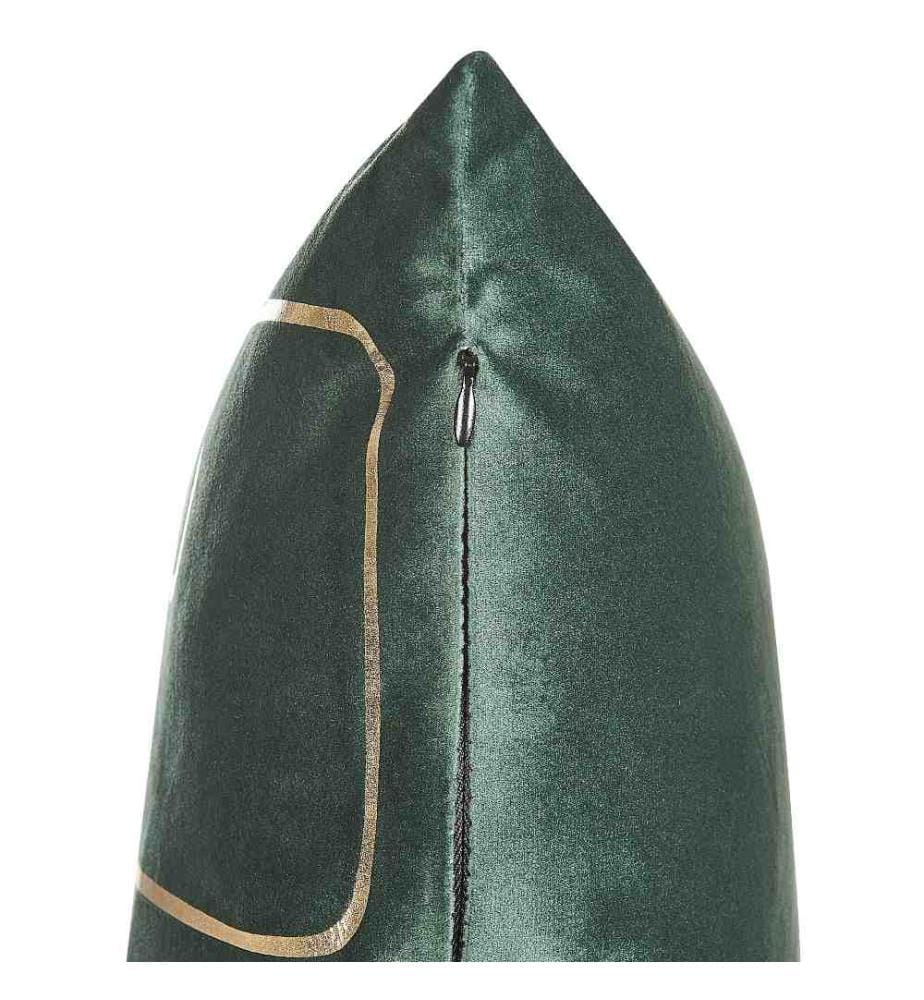Lot de 2 Coussins Décoratifs en Velours Verts 45 x 45 cm Motif de Visage Glamour Accessoires de Décoration