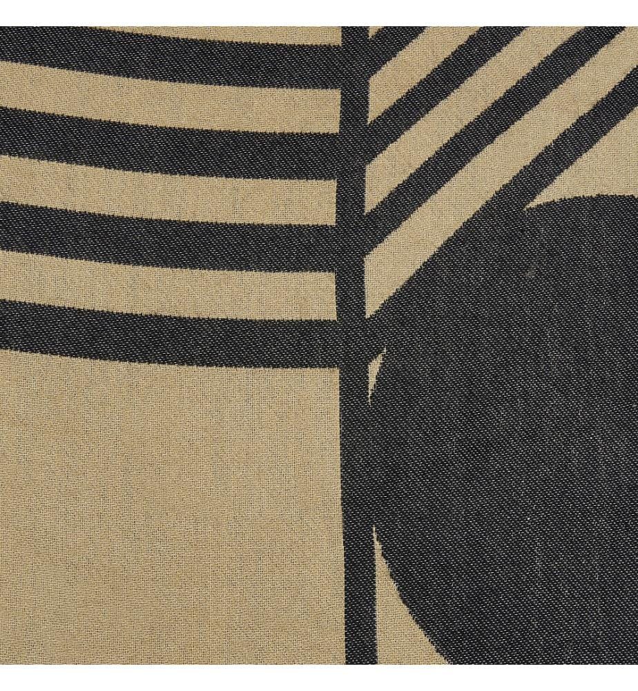 Decke mit Fransen beige / schwarz Polyester Acryl 130 x 170 cm abstraktes Muster Wohnzimmer Schlafzimmer