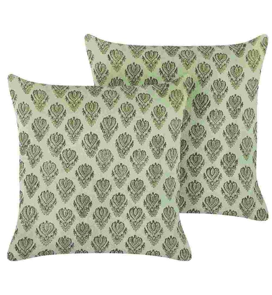 Coussins Décoratifs Vert en Velours 45 x 45 cm à Motif Floral Accessoire d'Intérieur Rétro Traditionnel Déco de Maison Lot de 2