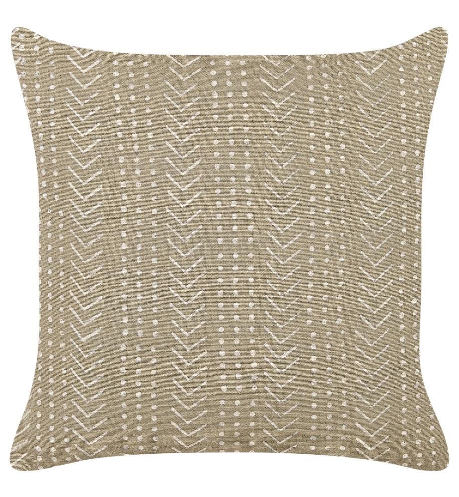 Coussin Décoratif Taupe en Coton 45 x 45 cm à Motif Géométrique Impression en Feuilles d'Aluminium Décoration Boho Accessoire