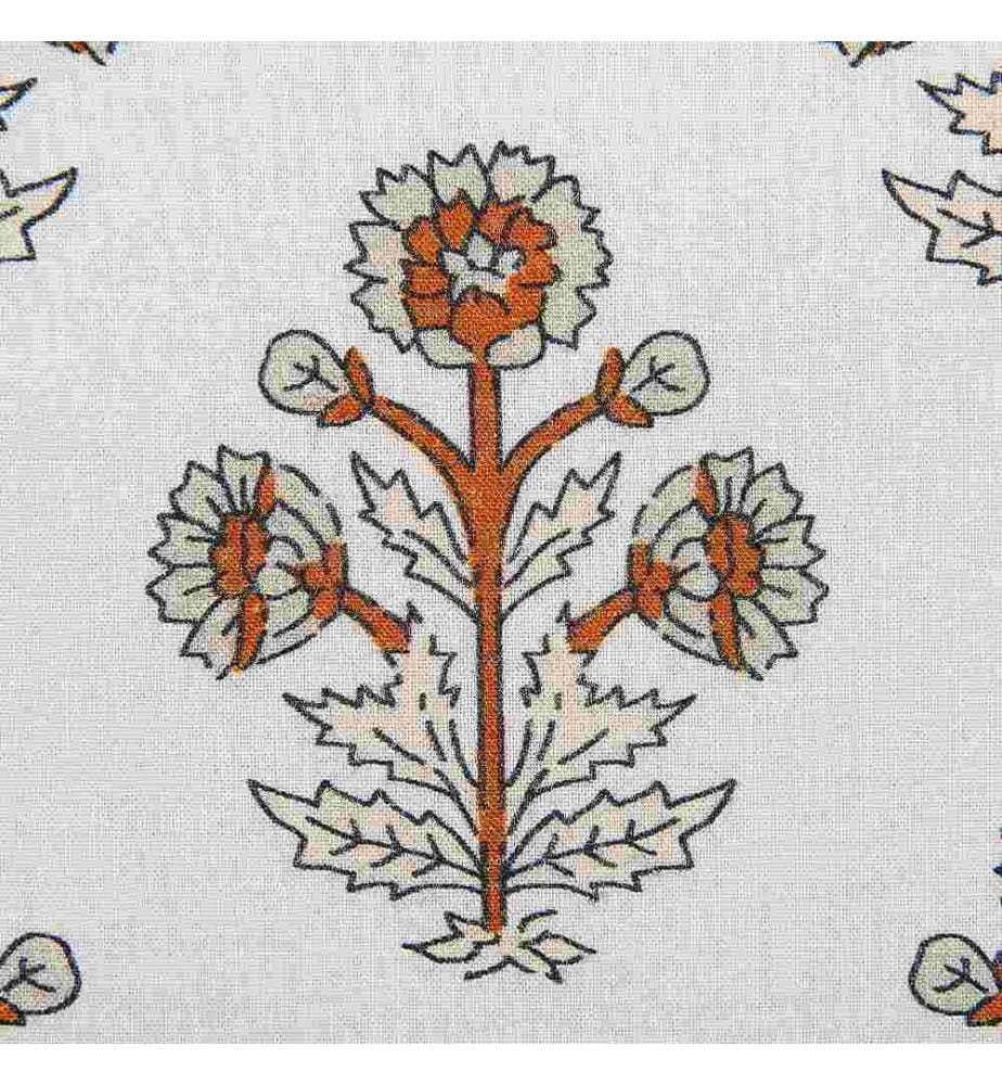 Dekokissen Cremeweiss Baumwolle 45 x 45 cm Bezug mit Füllung Reissverschluss Fransen Blumenmuster Klassisch Sofakissen Wohnzimmer Schlafzimmer