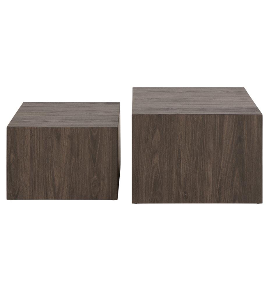 Lot de 2 tables basses Dice, 58 x 58 x 40 cm - Marron