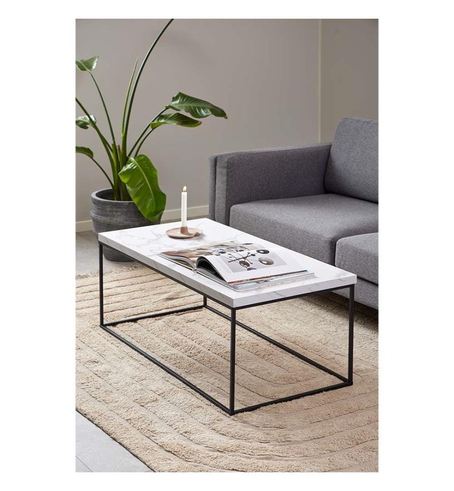 Table Basse rectangulaire Barossa, 110x55x45 cm - Blanc
