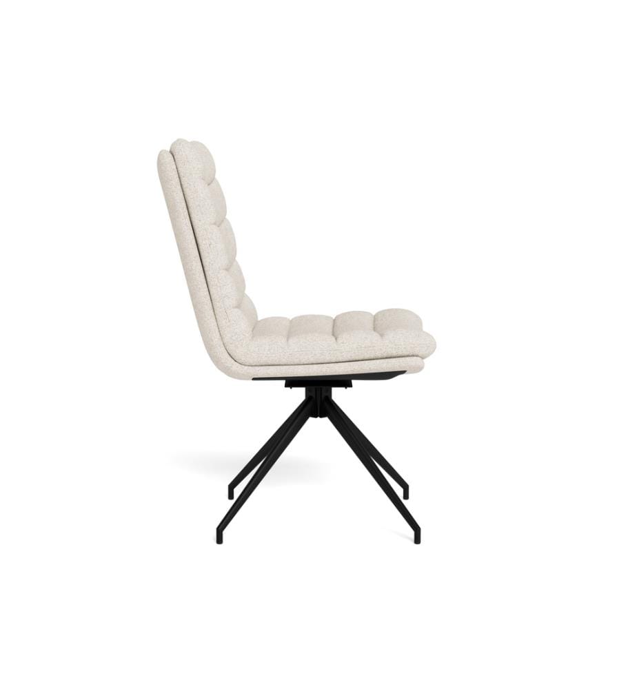 Satz von 2 Grafton Stühlen - Stoff Cona Creme 9, schwarzer Drehfuss
