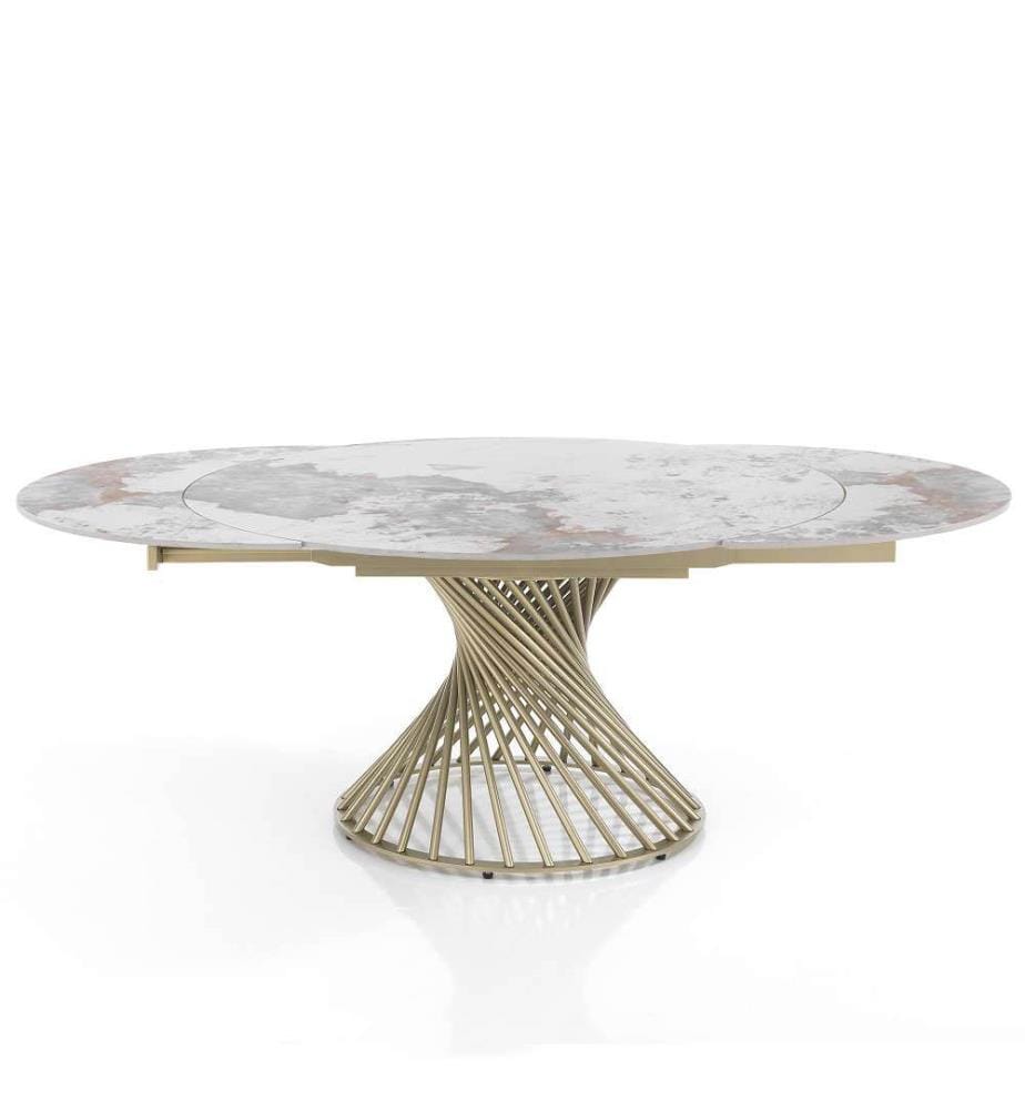 Jorum 1 Ausziehtisch 75 x 120 cm - Gold und Weiss