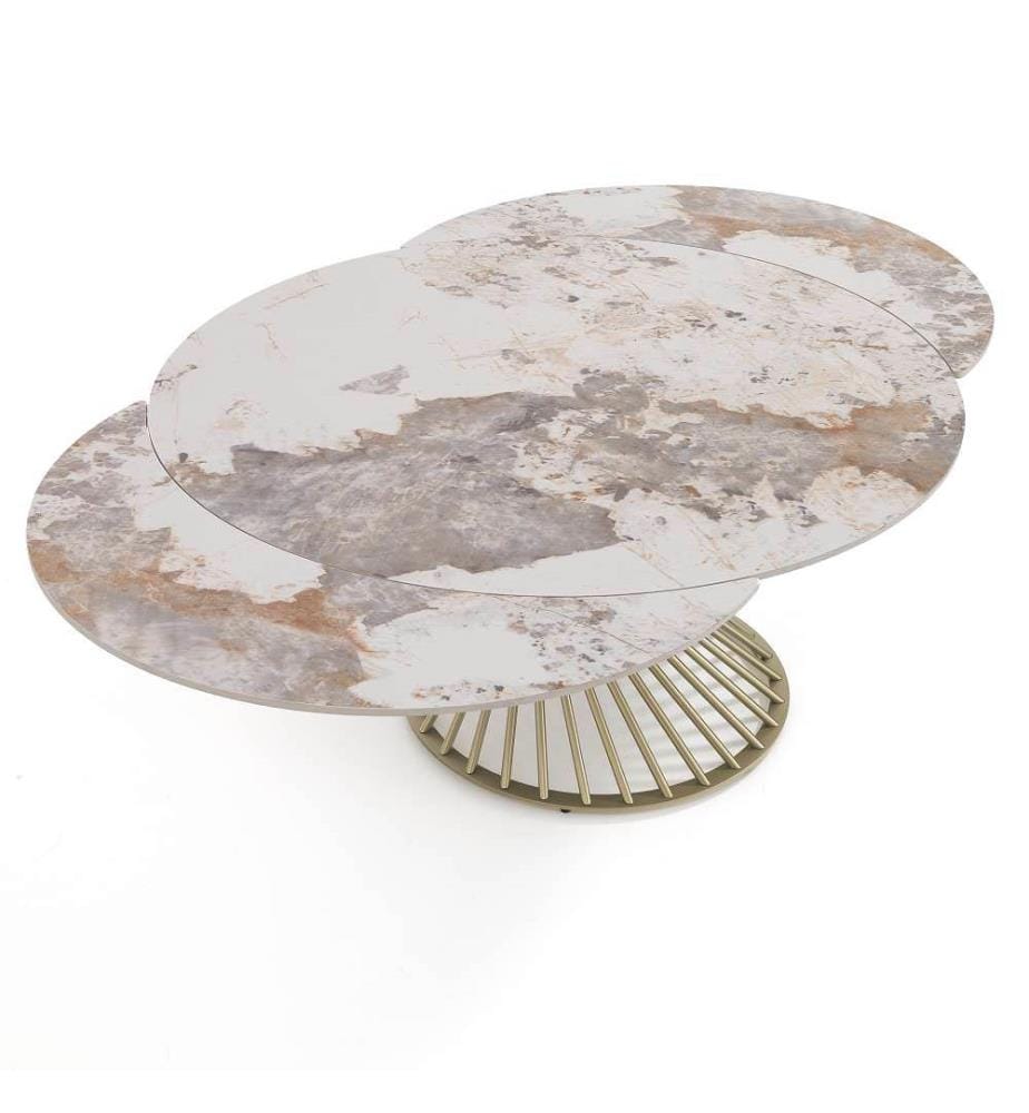 Jorum 1 Ausziehtisch 75 x 120 cm - Gold und Weiss