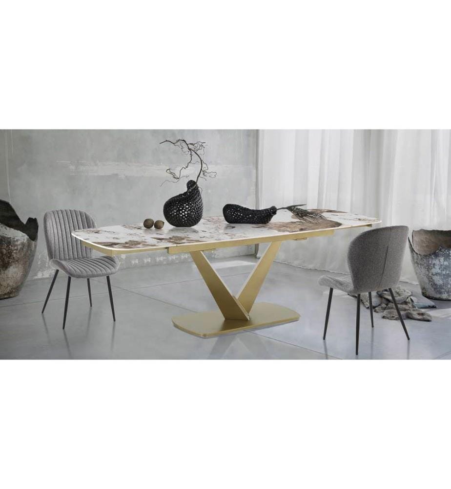 Hands 1 Ausziehtisch 75,5 x 160 x 89 cm - Gold und Weiss