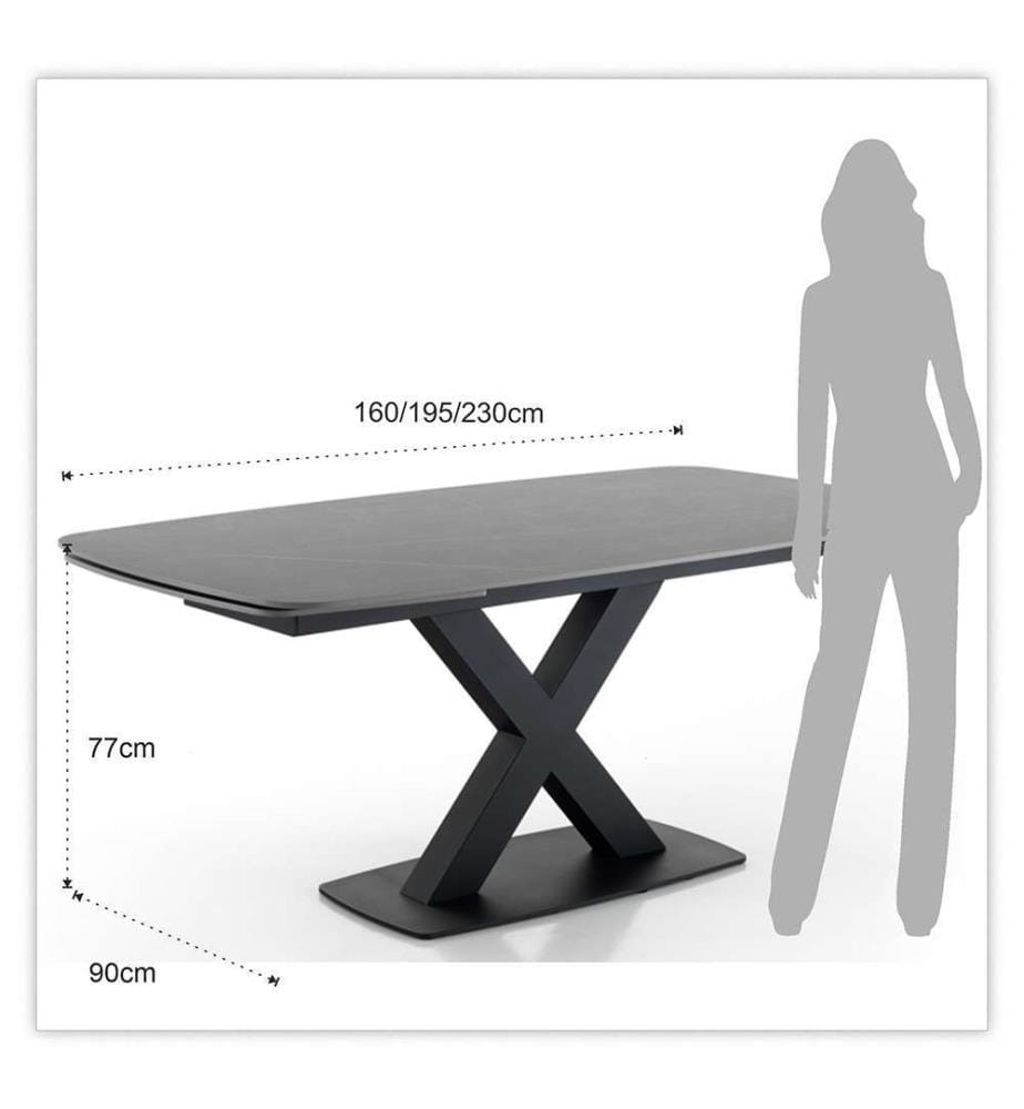 Alexa Marmor Ausziehbarer Tisch, 160/195/230 cm - Grau