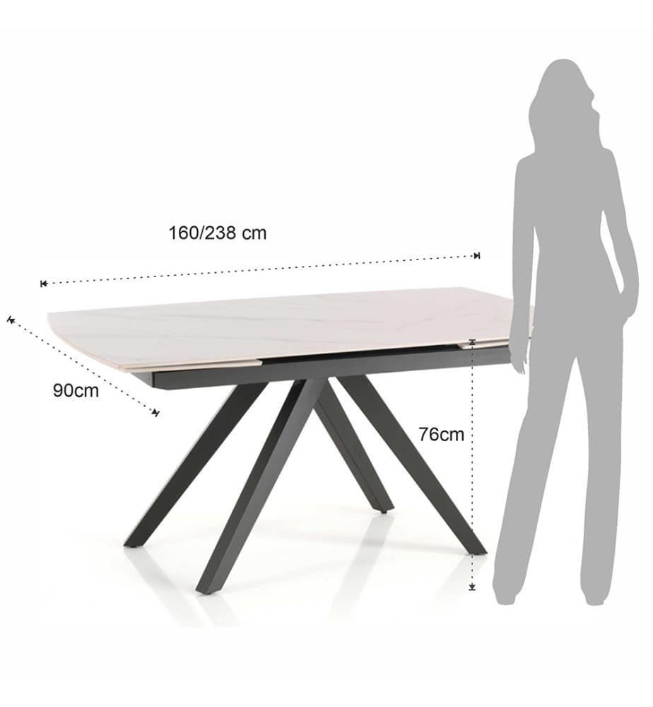 Ausziehbarer Tisch Shin - Weisser Marmor
