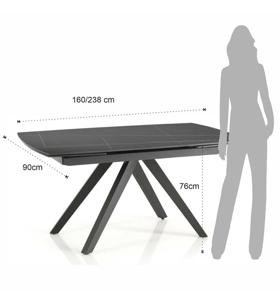 Table Shin à rallonge - Marbre noir
