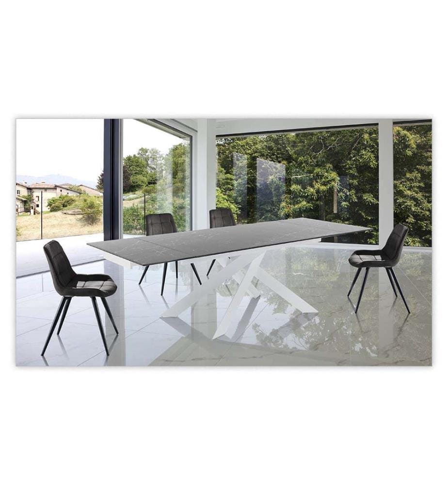 Table Extensible Giuki en Marbre Mat, 160/200/240 cm - Noir