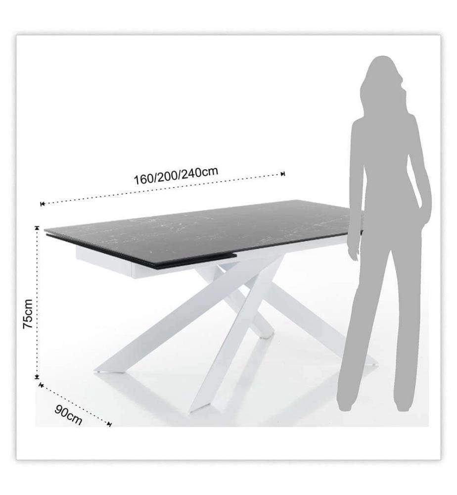 Table Extensible Giuki en Marbre Mat, 160/200/240 cm - Noir