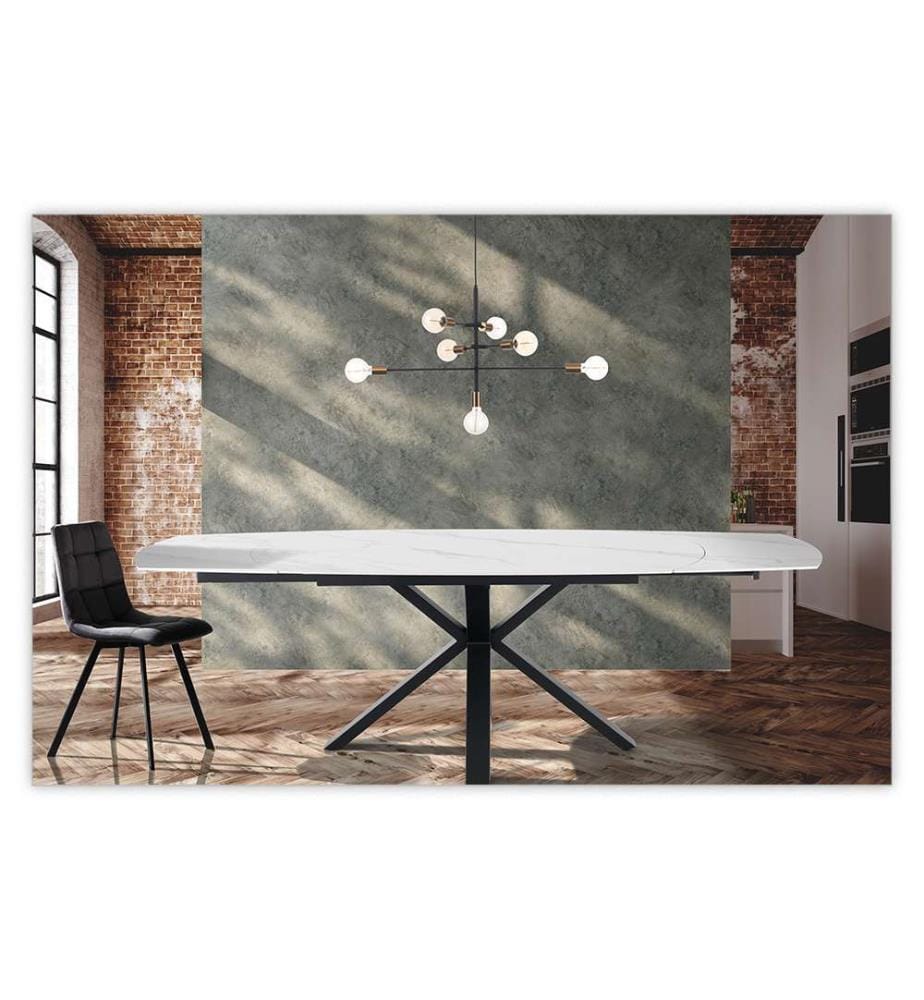 Zoe Ausziehbarer Tisch Marmor, 140/175/210 cm - Weiss