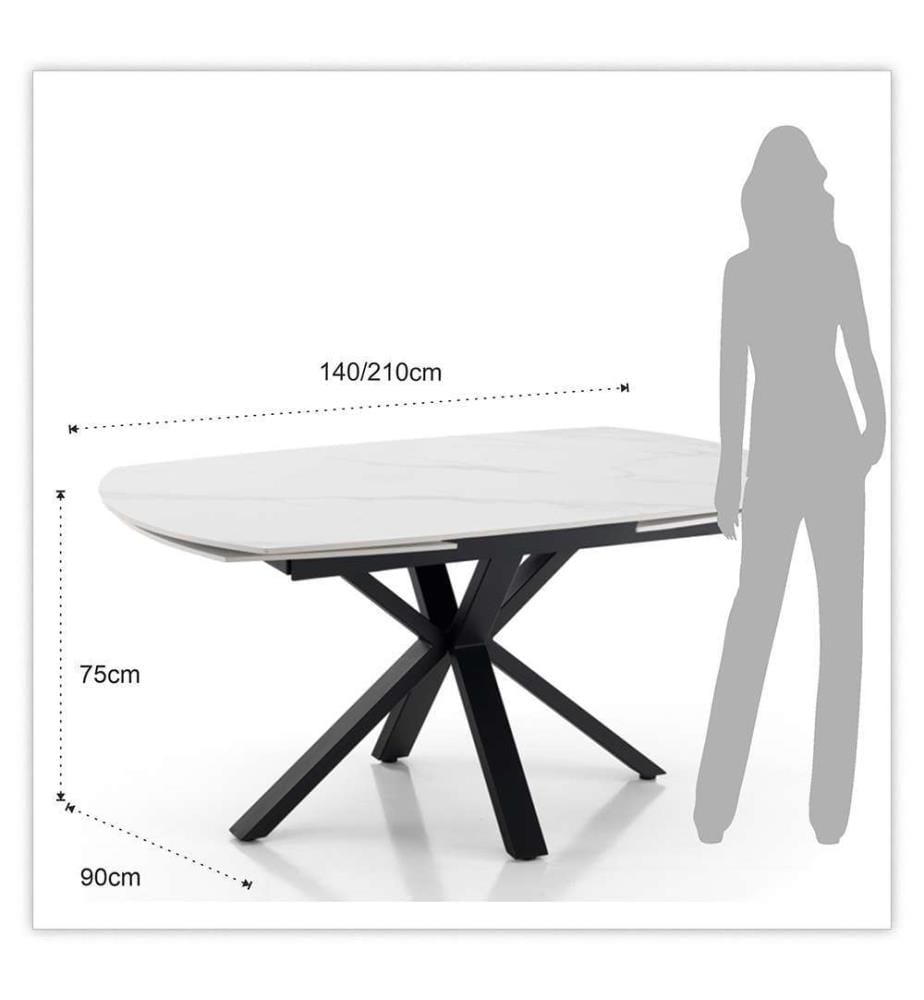 Zoe Ausziehbarer Tisch Marmor, 140/175/210 cm - Weiss