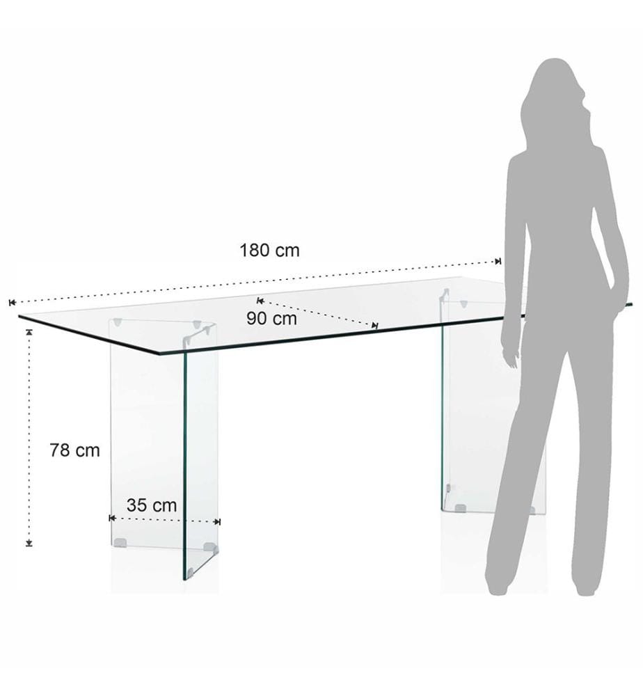 Rechteckiger Tisch Kaya 180 cm - Transparent