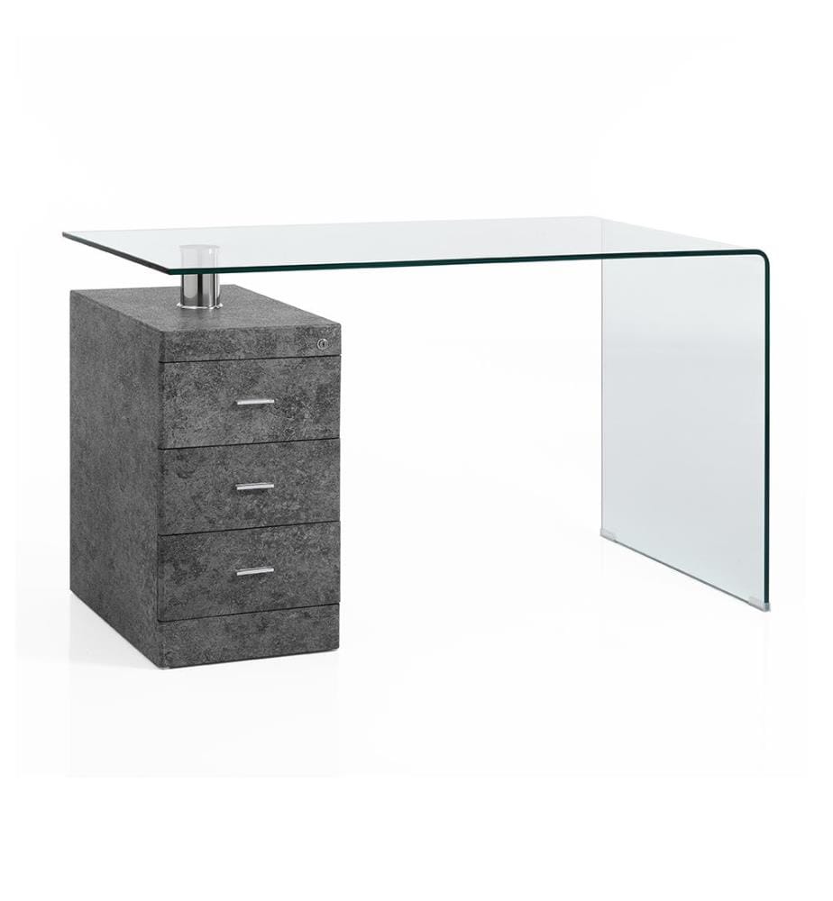 Schreibtisch aus Glas - Zement