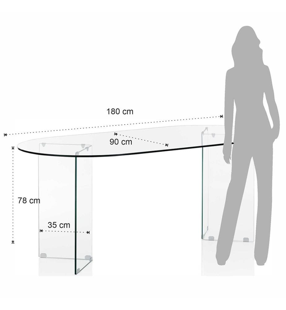 Ovaler Tisch Kaya 180 cm - Transparent