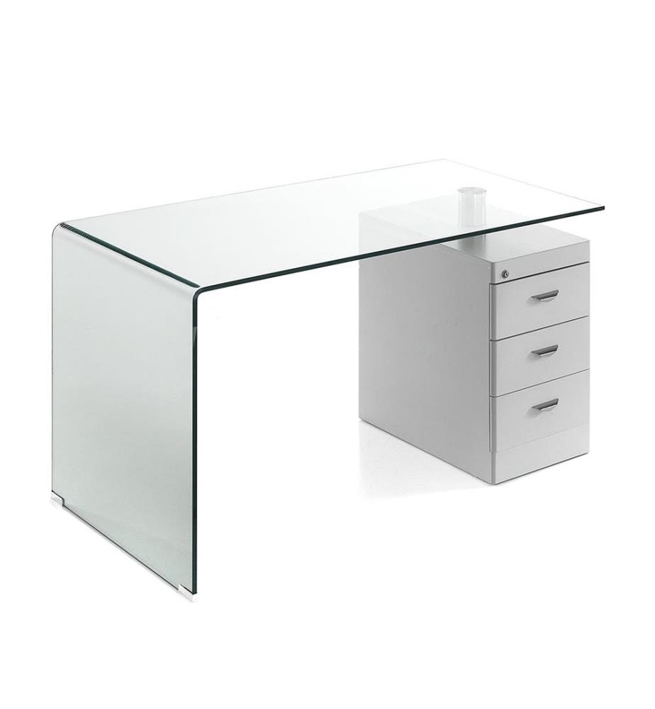 Glasschreibtisch - Weiss und Transparent
