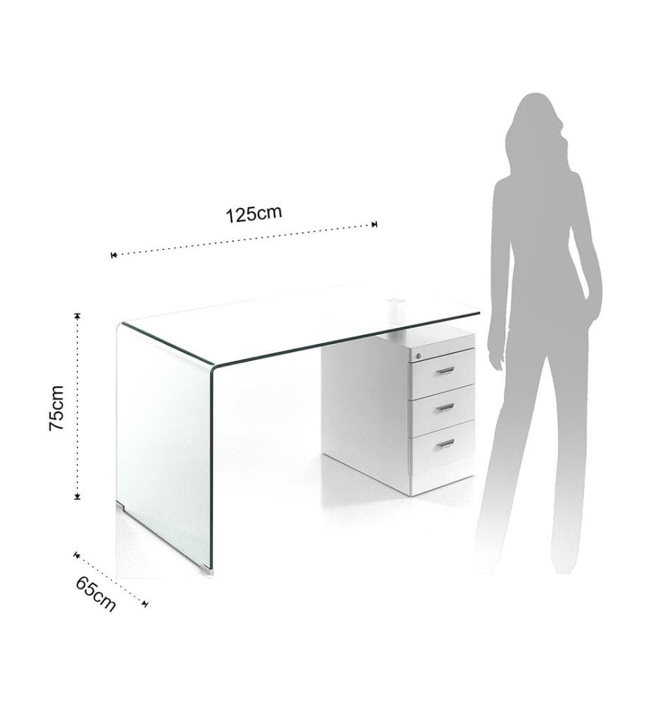 Glasschreibtisch - Weiss und Transparent