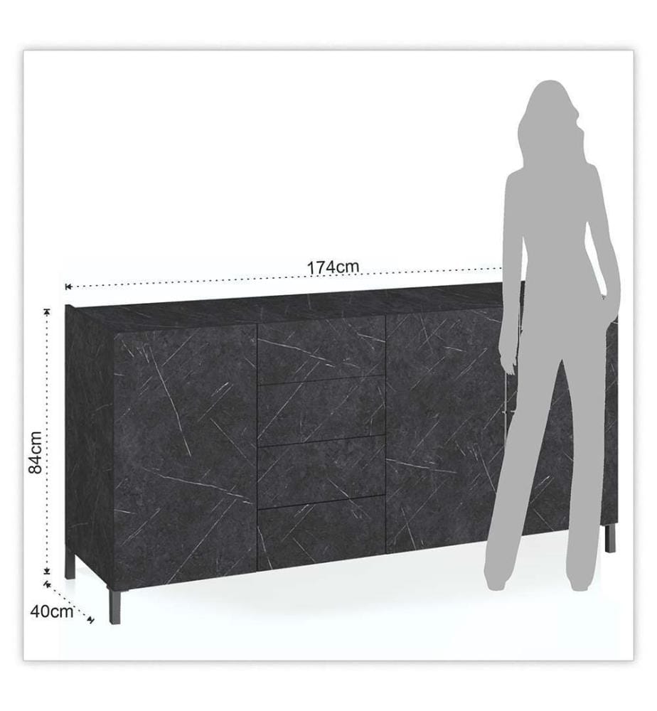 Big Sideboard Eddy Marmor - Schwarz