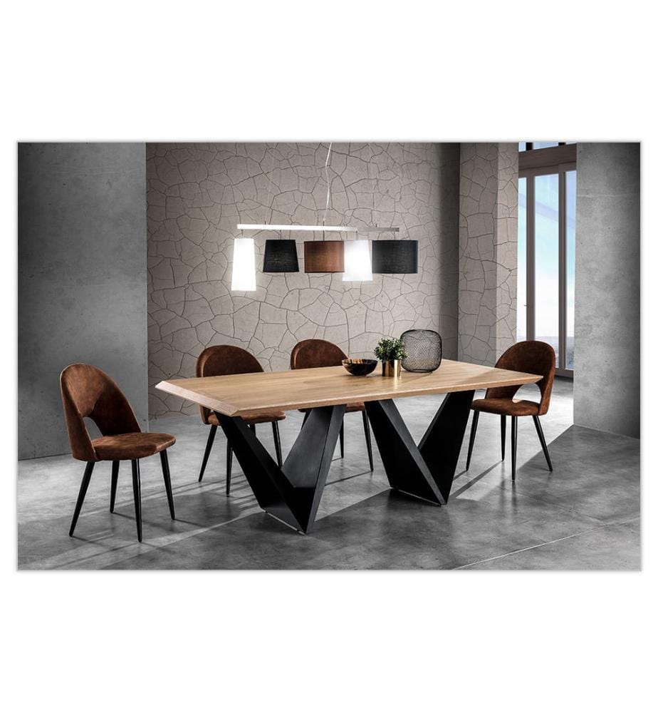 Spalttisch 200 x 100 cm - Hellbraun und Schwarz