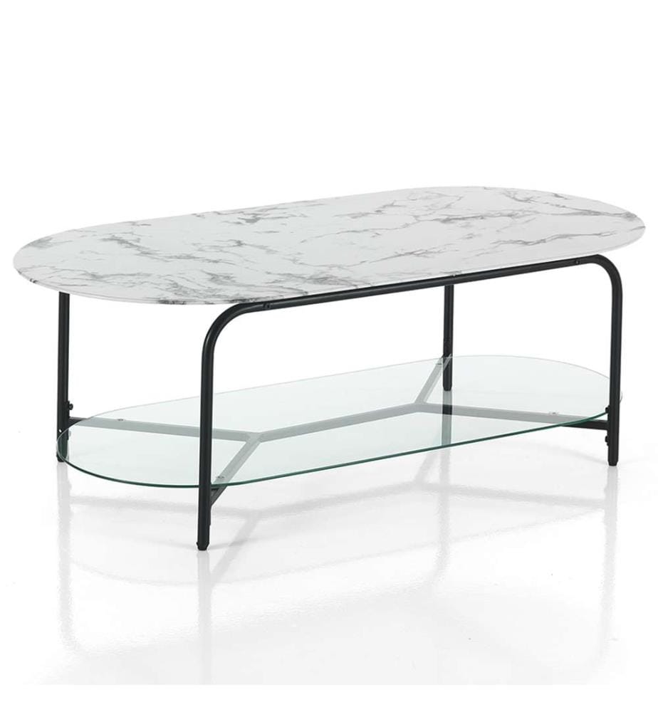 Couchtisch Brill - Schwarz und Marmor
