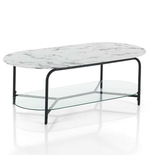 Couchtisch Brill - Schwarz und Marmor