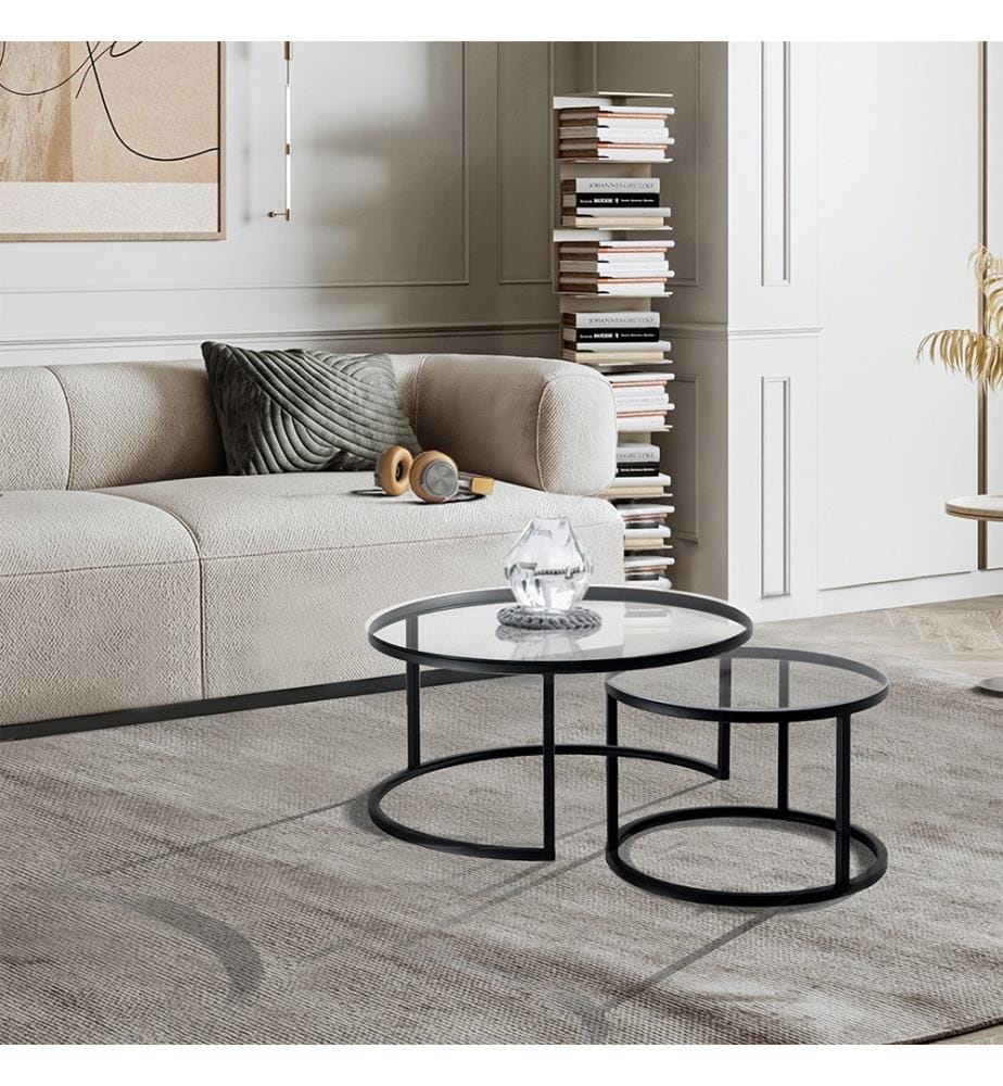 2er-Set Couchtischen Gabriel Evo Clear - Schwarz