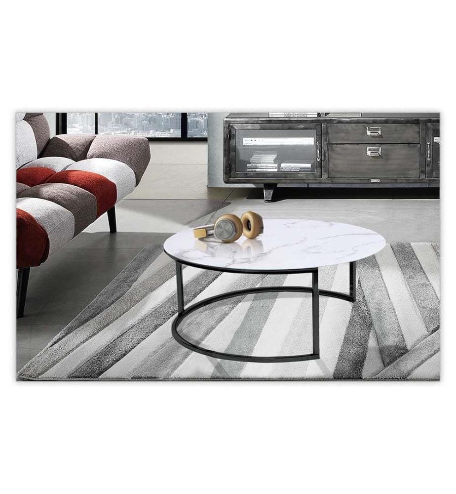 Grande Table Basse Gabriel Evo - Noir et Marbre