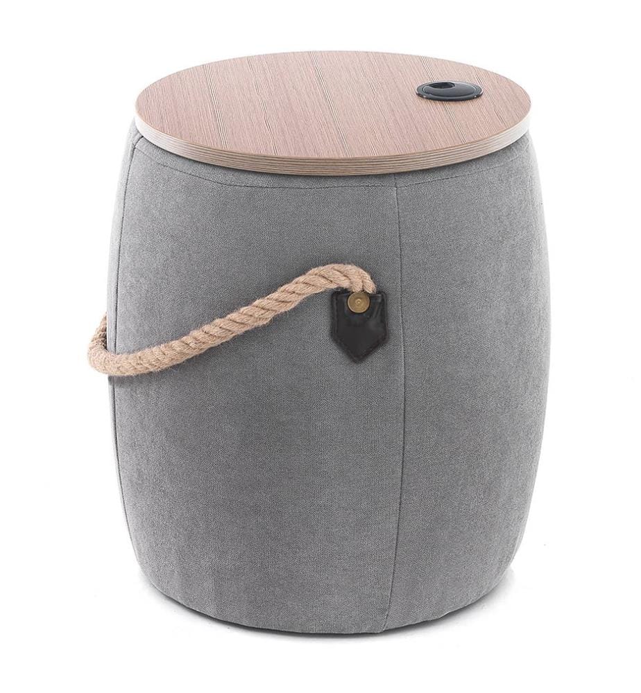 Gepolsterter Hocker mit Aufbewahrung Barril - Grau
