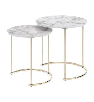 Couchtisch Thin - R Marmor - Weiss