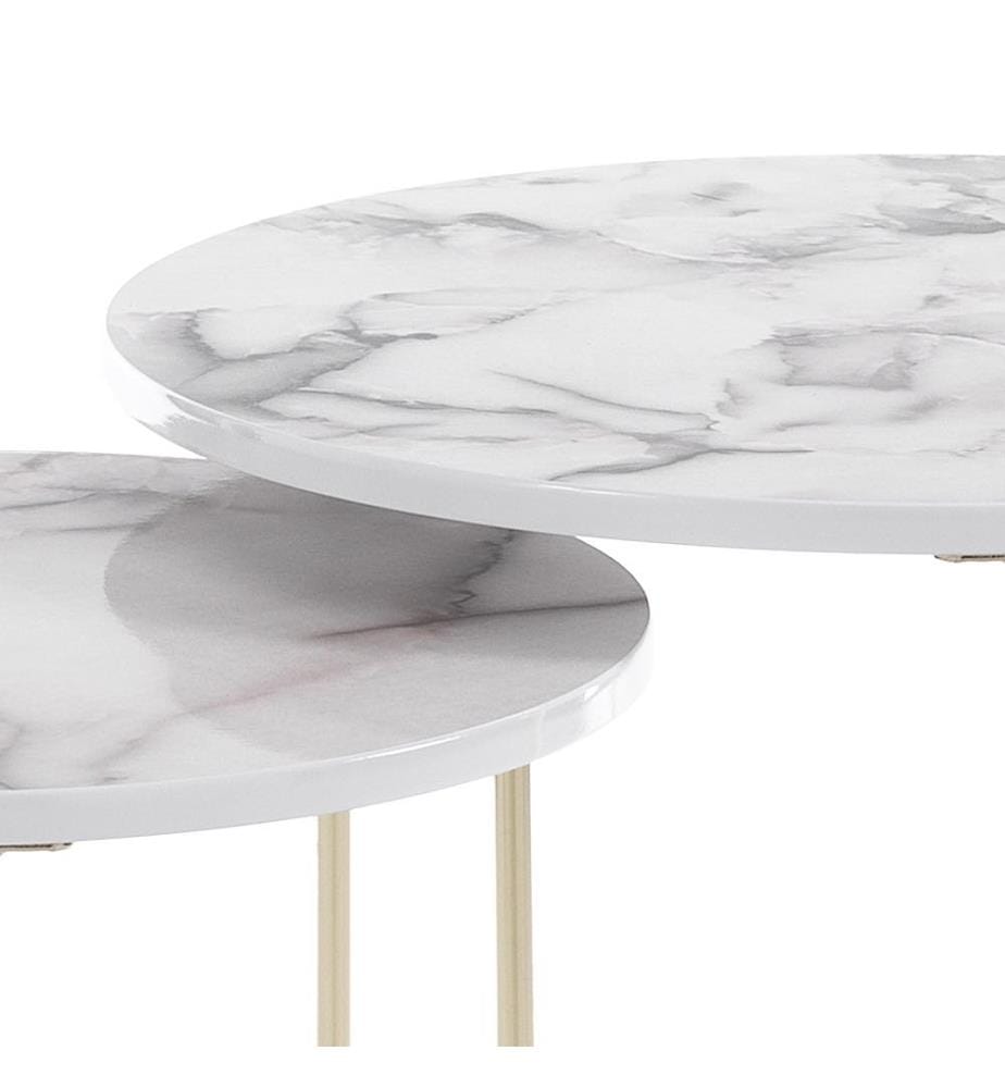 Couchtisch Thin - R Marmor - Weiss