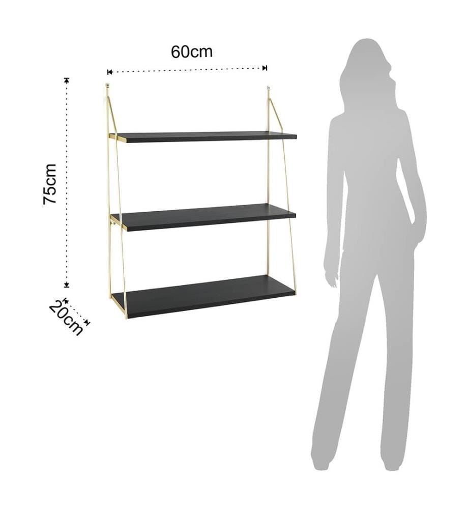 Fast Big Wall Shelf - Schwarz und Gold