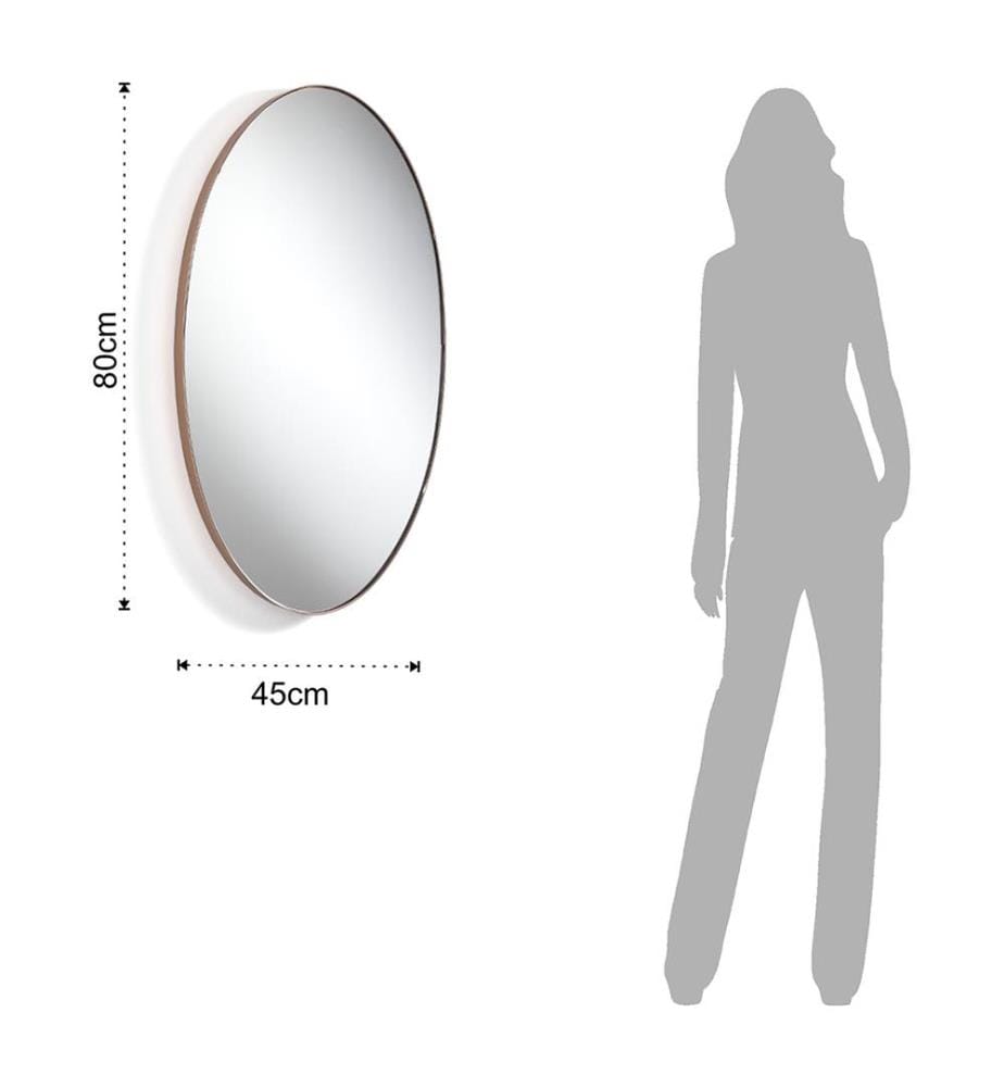 Specchio da parete ovale in rame - bronzo