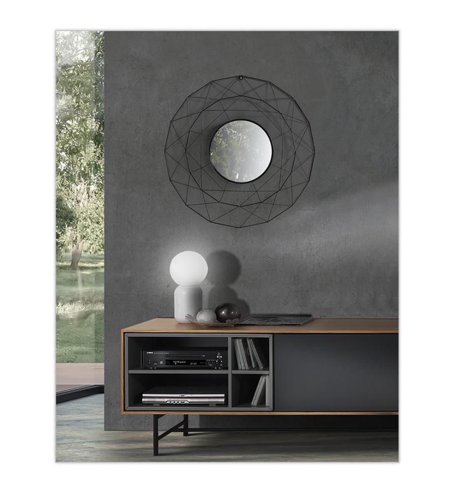 Miroir mural rond Diamond 70 - Noir