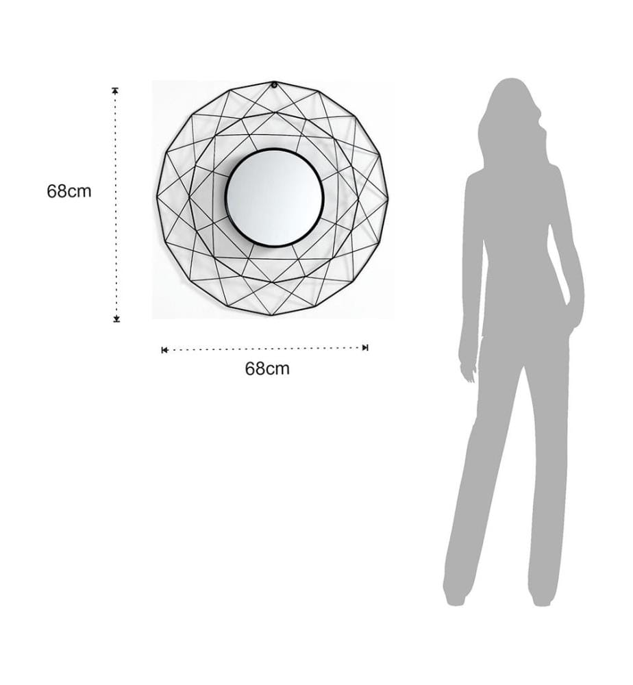 Miroir mural rond Diamond 70 - Noir